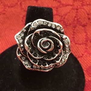 Silver Tone Rose Ring